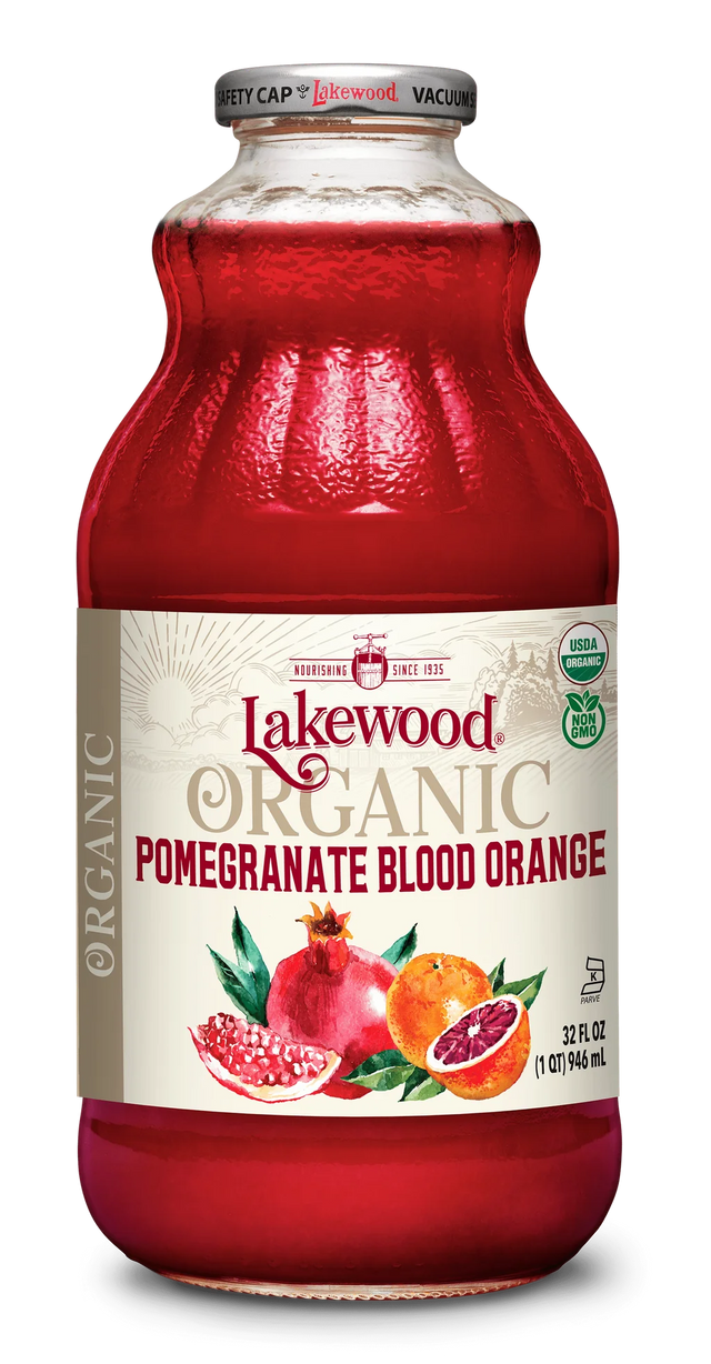 Lakewood - Organic Pomegranate Blood Orange Juice, 32 fl oz (Pack of 6) - Gluten-Free Kosher