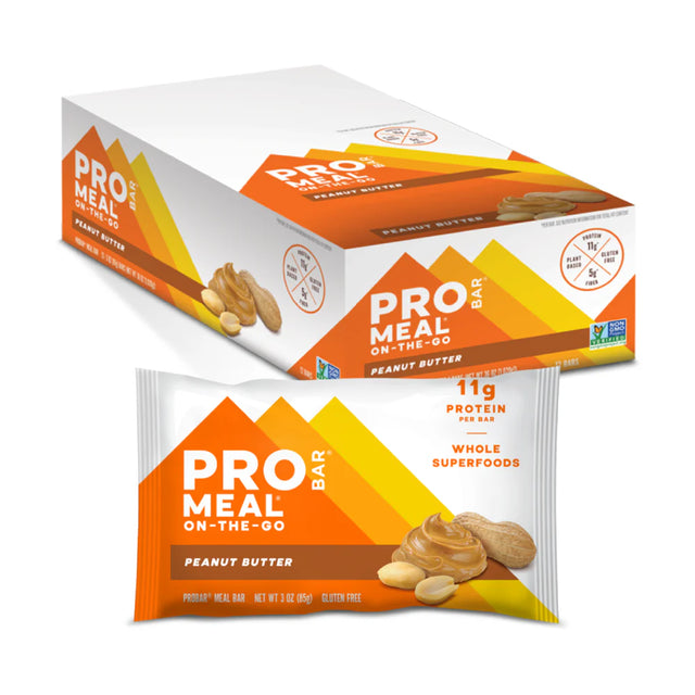 Pro Meal On-The-Go peanut butter protein bar packaging on a white background