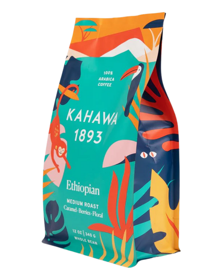 Kahawa 1893 Medium Roasted Ethiopian Coffee Whole Beans - 6-12 oz (Pack of 6) - Cozy Farm 