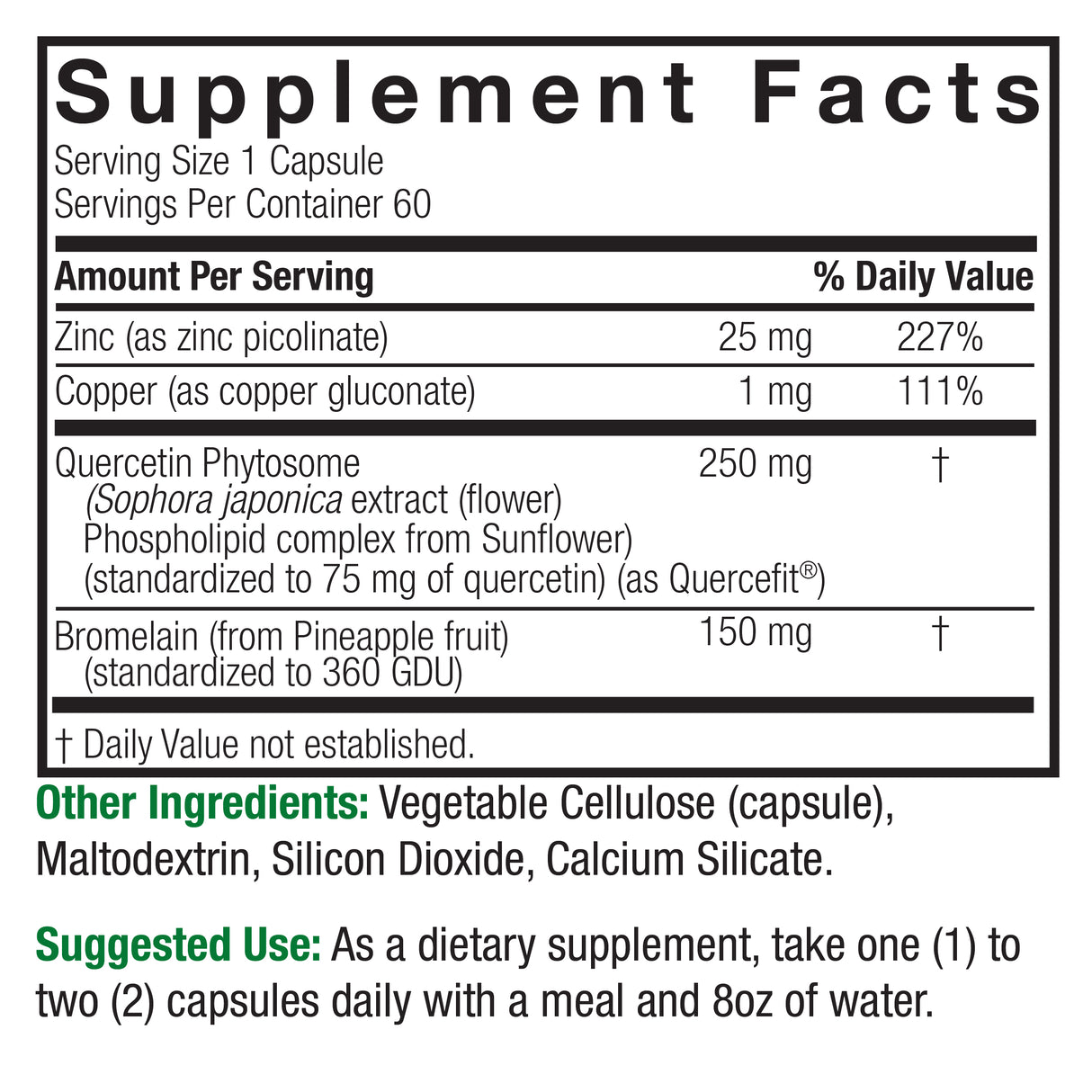 Nature's Answer Quercetin Blend 600mg Immune Support - 60 Ct