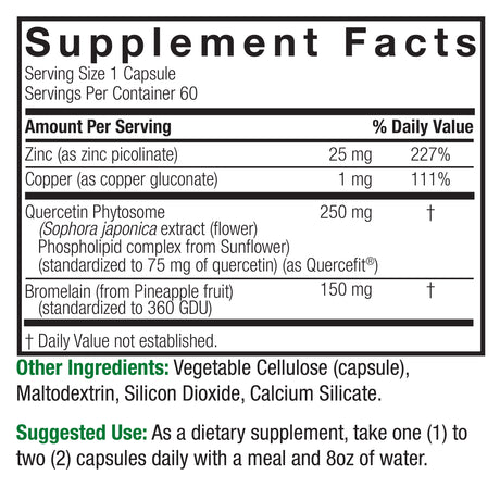 Nature's Answer Quercetin Blend 600mg Immune Support - 60 Ct