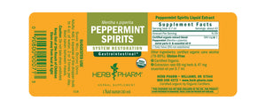 Herb Pharm Peppermint Spirits supplement label on a white background