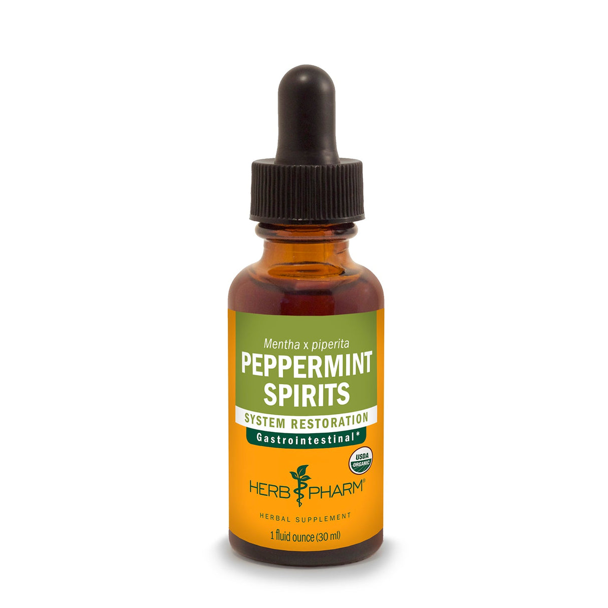 Herb Pharm peppermint spirits bottle on a white background