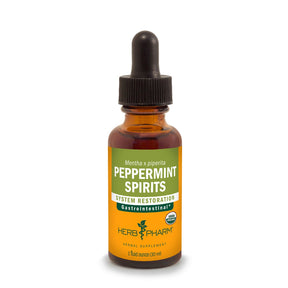 Herb Pharm peppermint spirits bottle on a white background