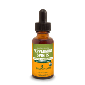 Herb Pharm peppermint spirits bottle on a white background