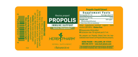 Herb Pharm propolis supplement label on a white background