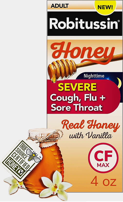Robitussin Cough Flu Night Honey Severe (4 Fl Oz) - Cozy Farm 