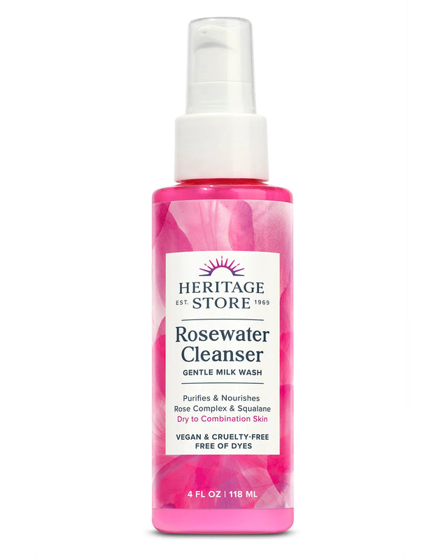 Heritage Store Rosewater Facial Cleanser - 4 Fl Oz - Cozy Farm 