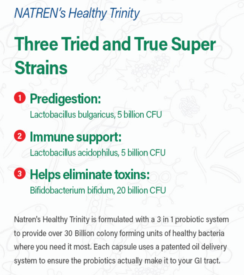 Natren Healthy Trinity Probiotic Capsules  30 Capsules - Cozy Farm 