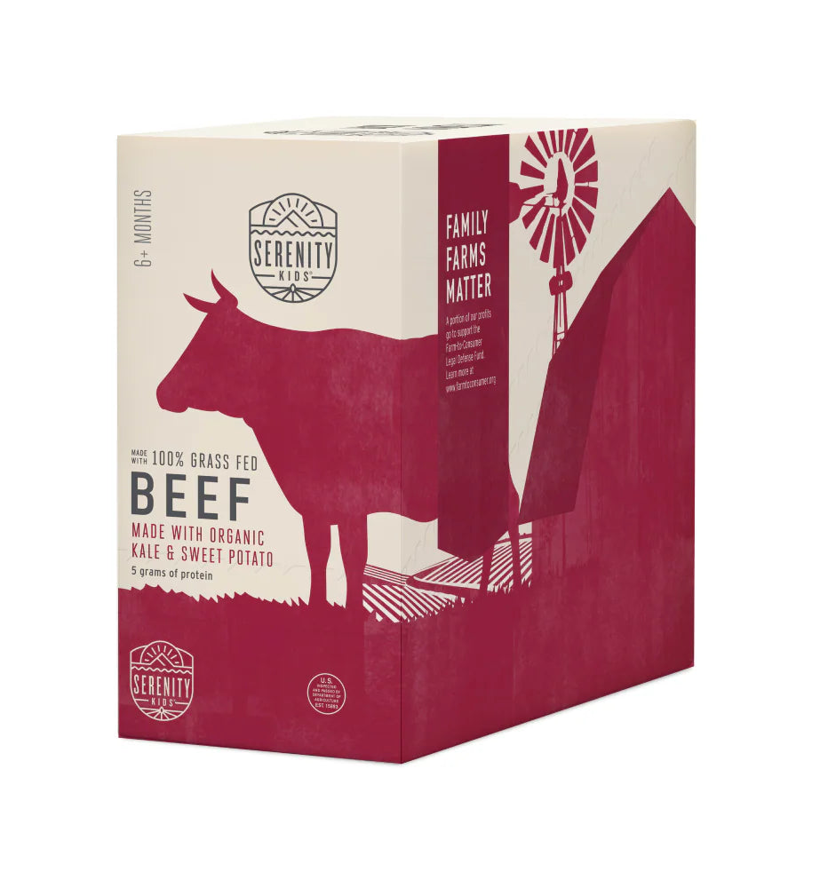 'Serenity Kids'  Beef box with  branding on a white background