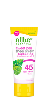 Alba Botanica Sunscreen Sweet Pea & Sheer SPF 45 - 3 Fl Oz - Cozy Farm 