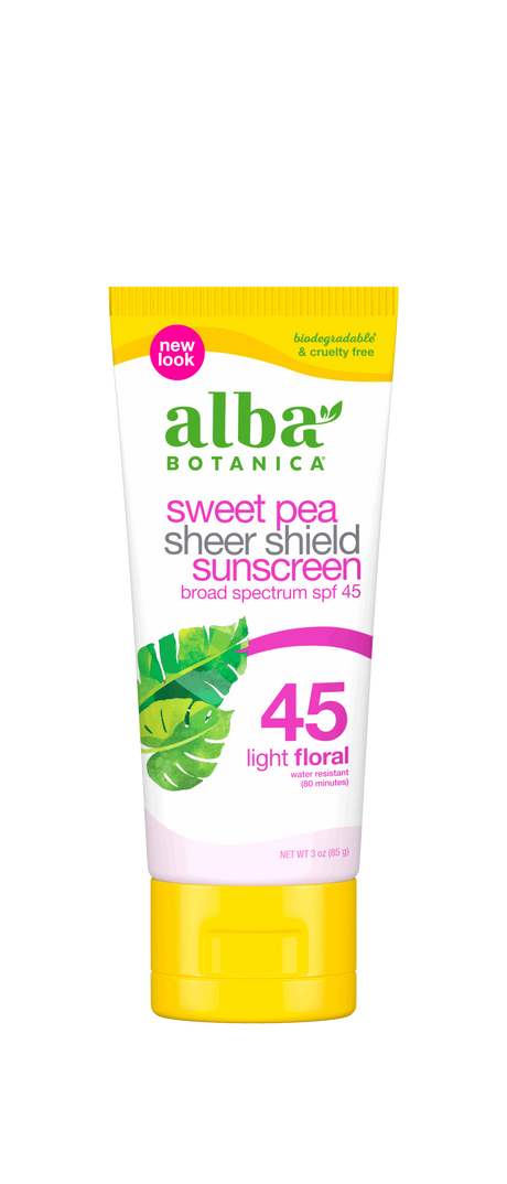 Alba Botanica Sunscreen Sweet Pea & Sheer SPF 45 - 3 Fl Oz - Cozy Farm 
