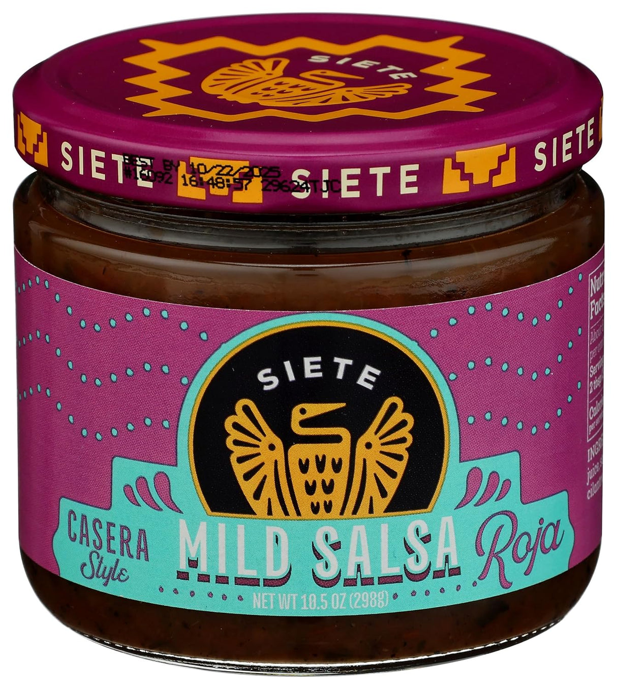Siete Casera Mild Salsa, 10.5 oz, Case of 6