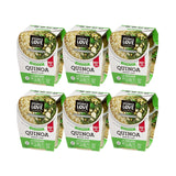 Six packages of Kitchen & Love Quinoa Quick Cups on a white background