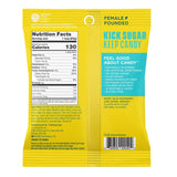 Smart Sweets Sour Blast Buddies candy  with nutritional information and product details on a yellow background