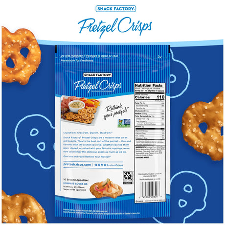 Snack Factory Pretzel Crisps, Original, 7.2 oz, Case of 12