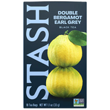 Stash Double Bergamot Earl Grey black tea package with bergamot fruit illustration on a white background