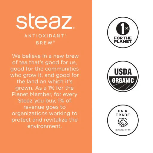 Steaz Té verde ligeramente endulzado con sabor a melocotón - 16 onzas líquidas - Caja de 12