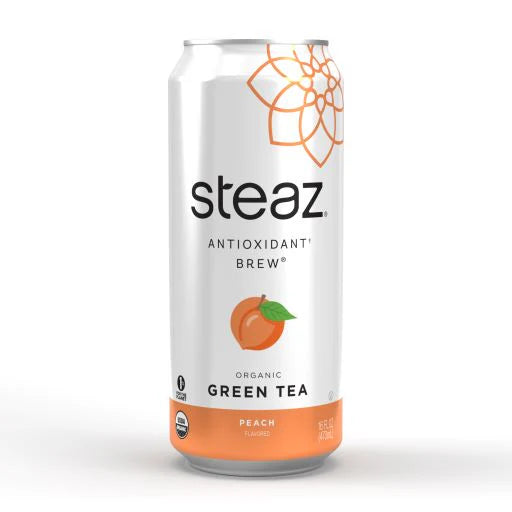 Steaz Lightly Sweetened Green Tea with Peach Flavor - 16 Fl Oz - Case of 12