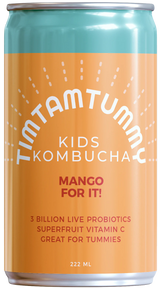 Tim Tam Tummy - Organic Mango Kombucha, 0.222L (Pack of 6) - Kids' Fruity Drink