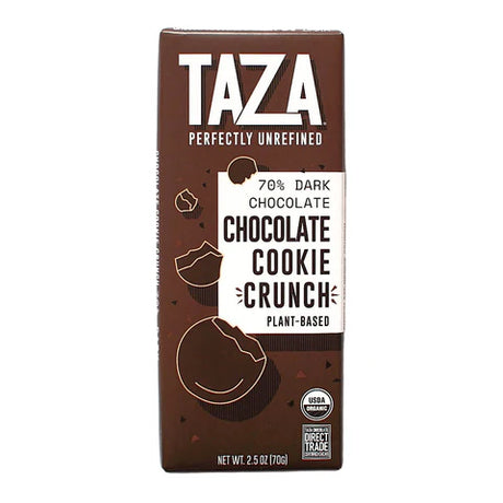 Taza Chocolate - Organic 70% Ckie Crnch Bar, 2.5 oz (Pack of 10) - Gluten-Free Kosher