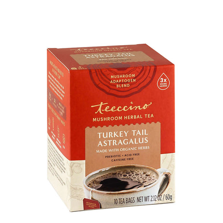 Teeccino Mushroom Astragalus Turkey Tail Immune Boost Herbal Tea, 10 Tea Bags - Cozy Farm 