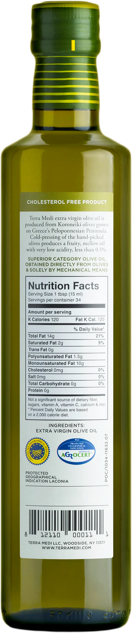 Terra Medi Extra Virgin Olive Oil - 6 Pack - 17 Fl. Oz. Each - Cozy Farm 