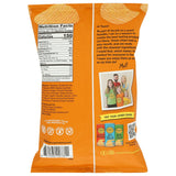 Back view of The Good Crisp Company BBQ Crinkle Potato Chips, 5.5 Oz (12 Pack) with text, nutrition facts, and a QR code on a white background