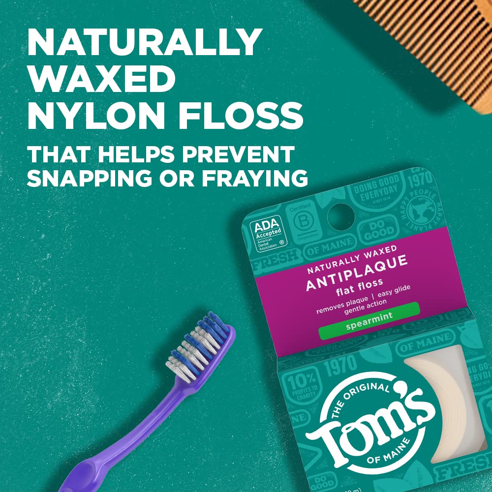 Tom's of Maine Antiplaque Waxed Dental Floss in Spearmint, 32 Yards per Pack (Pack of 6) wax