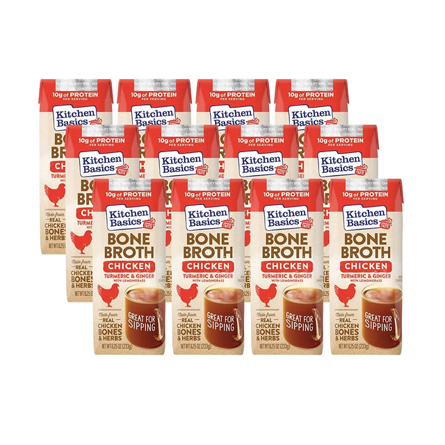 Kitchen Basics - Bone Broth Turmeric Ginger Lemongrass, 8.25 fl oz (Case of 12) - Gluten Free Broth