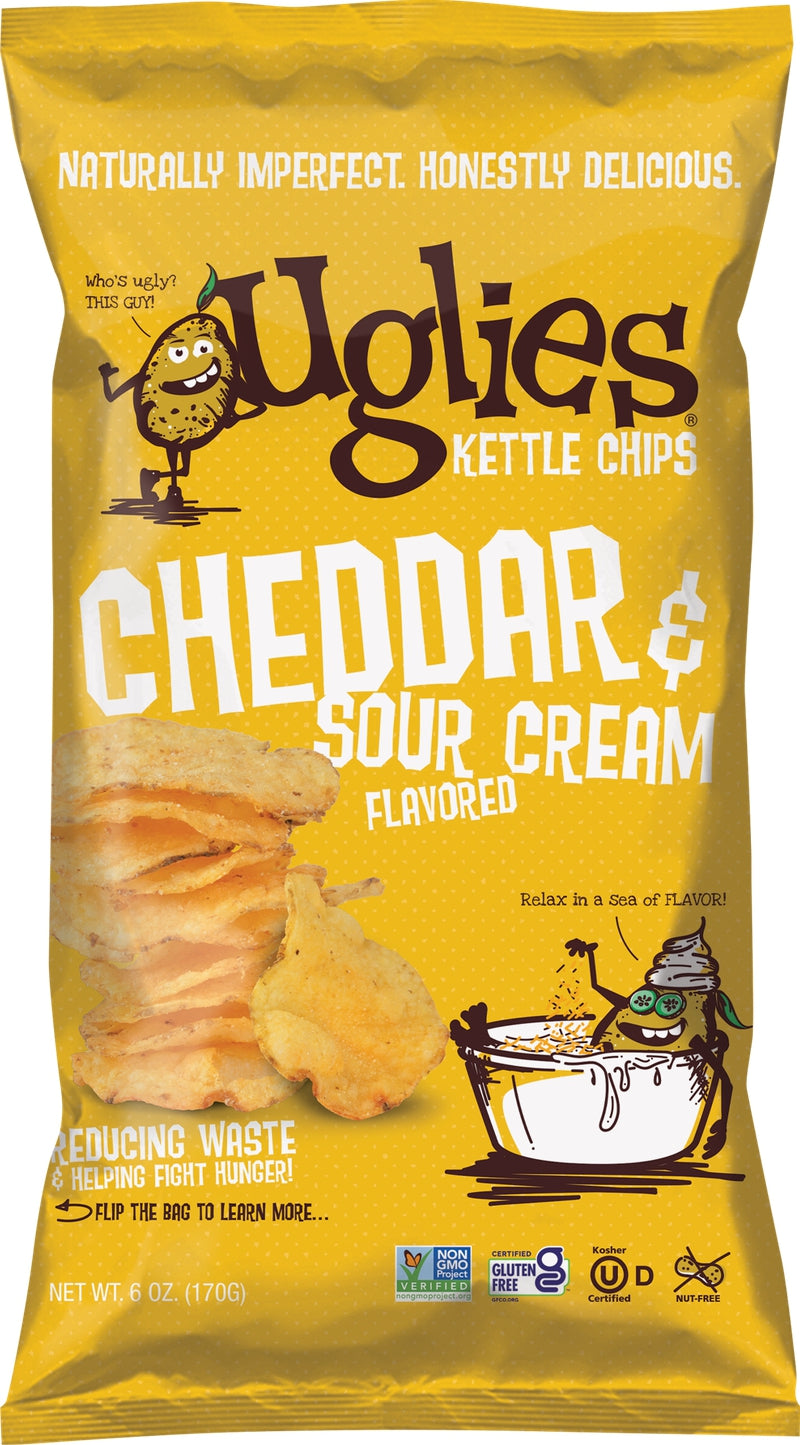 Uglies Cheddar & Sour Cream Potato Chips (Pack of 12 - 6 oz. Bags) - Cozy Farm 