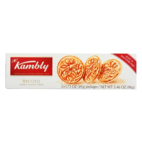 Kambly Bretzeli Waffle Thins, 3.46 Oz Pack, Case of 14 - Cozy Farm 