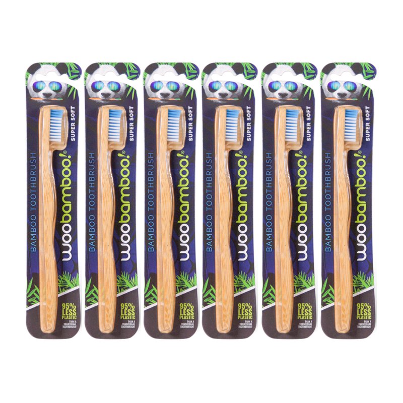 Woobamboo! Super Soft Adult Toothbrushes, Pack of 6