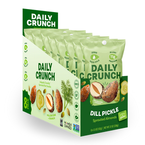 Daily Crunch - Almond Sprouted Dill Pickle Puffs, 1.5 oz (Case of 8) - Crunchy Keto Snack