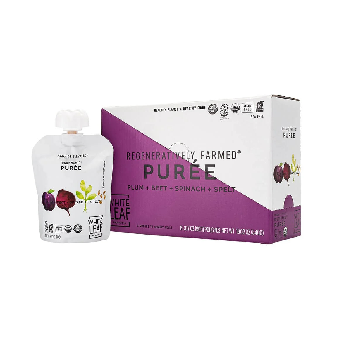 White Leaf Provisions - Organic Plum Beet Spinach Baby Food, 3.17 oz (Pack of 6) - Healthy baby food