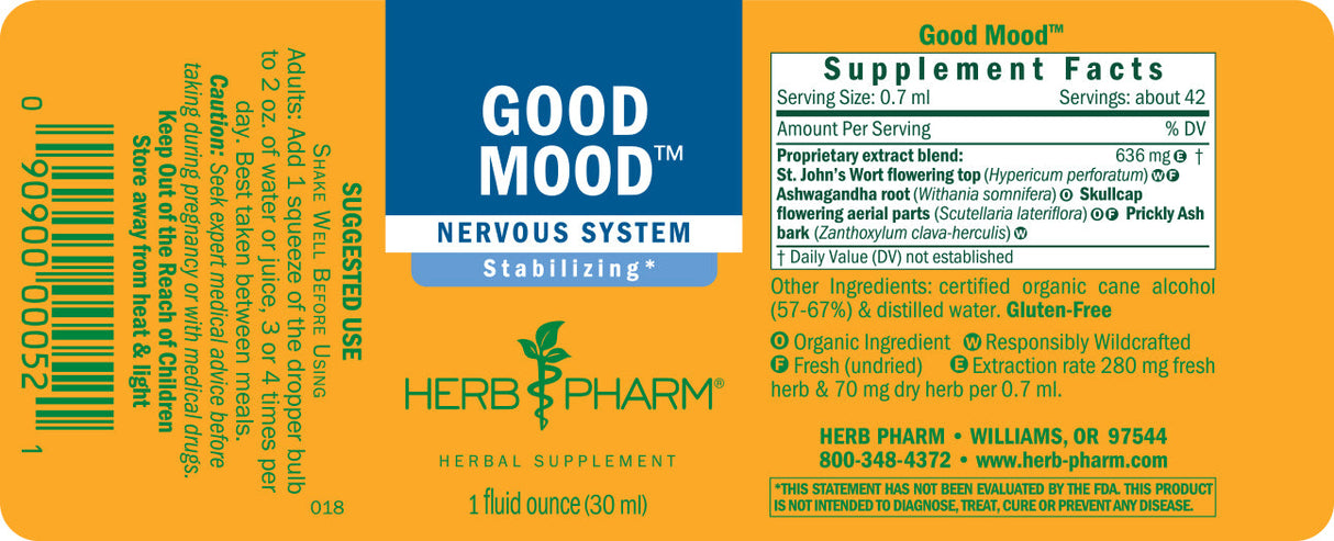 Herb Pharm Good Mood Tonic - Anxiety & Mood Support Supplement - 1 Fl Oz