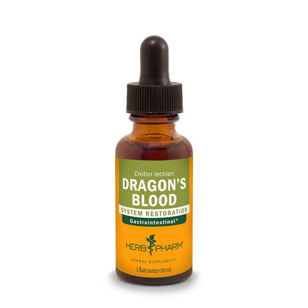 Herb Pharm Dragon's Blood supplement bottle with dropper on a white background