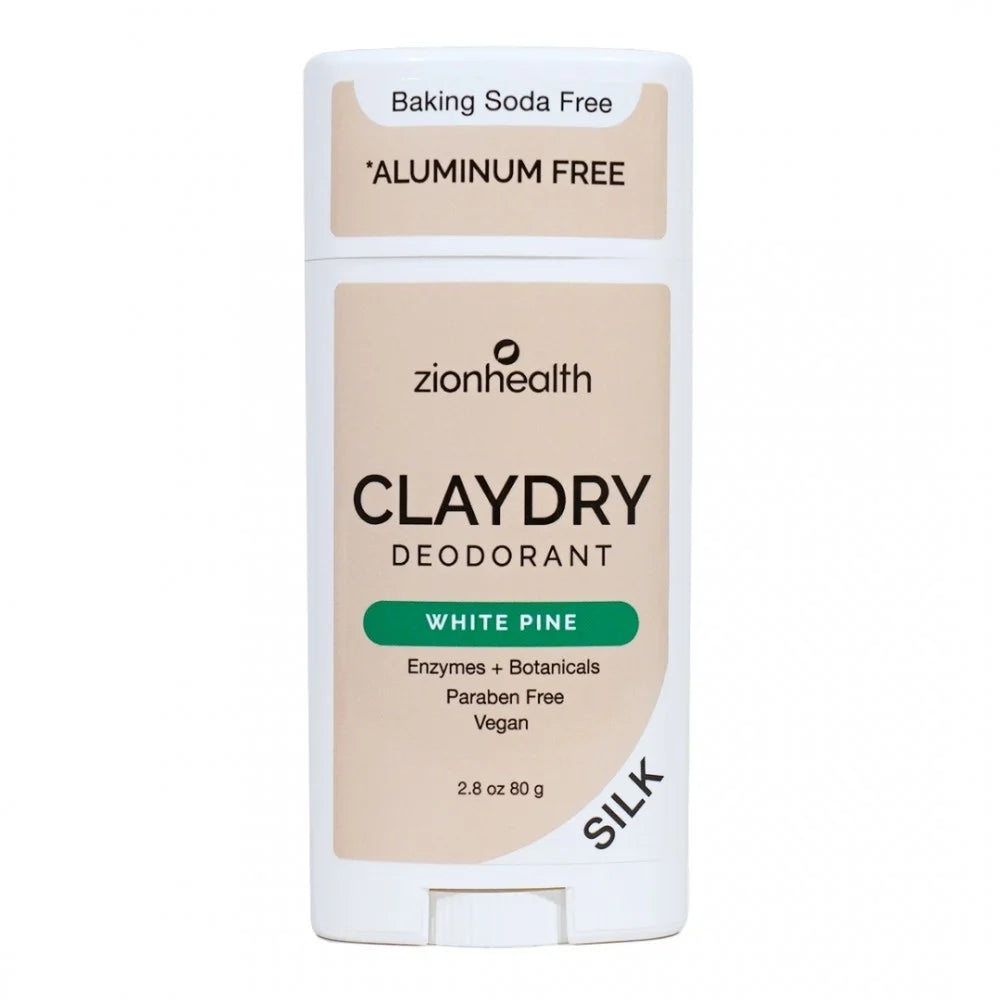 Zion Health Claydry Silk Deodorant - White Pine (Pack of 2.5 Oz)