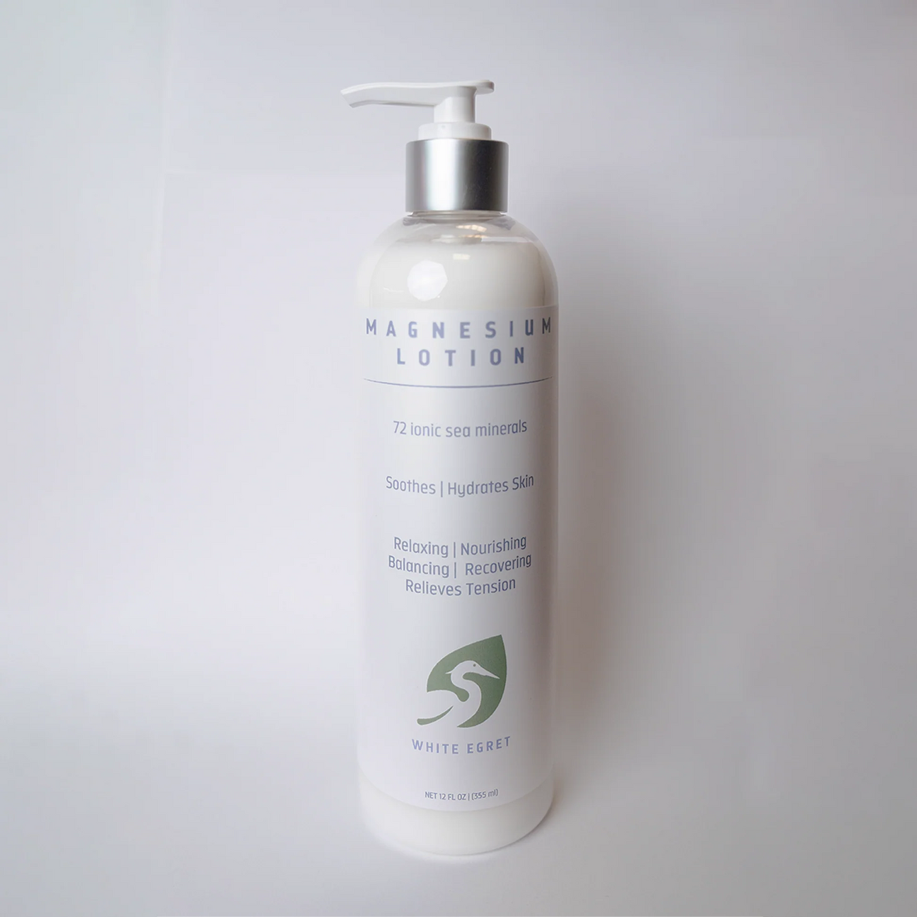 White Egret - Magnesium Lotion Soothes, 12 fl oz - Muscle Relaxation Topical