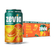 Zevia orange soda can with packaging on a white background