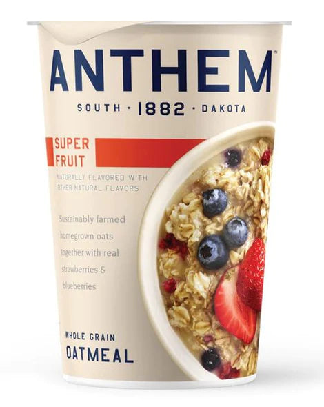 Anthem Oats - Oatmeal Whole Grain Super Fruit (Pack of 6) 3.25 Oz - Cozy Farm 