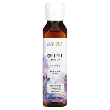 Aura Cacia Chill Pill Body Oil, 4 fl oz - Relaxation Aromatherapy Massage