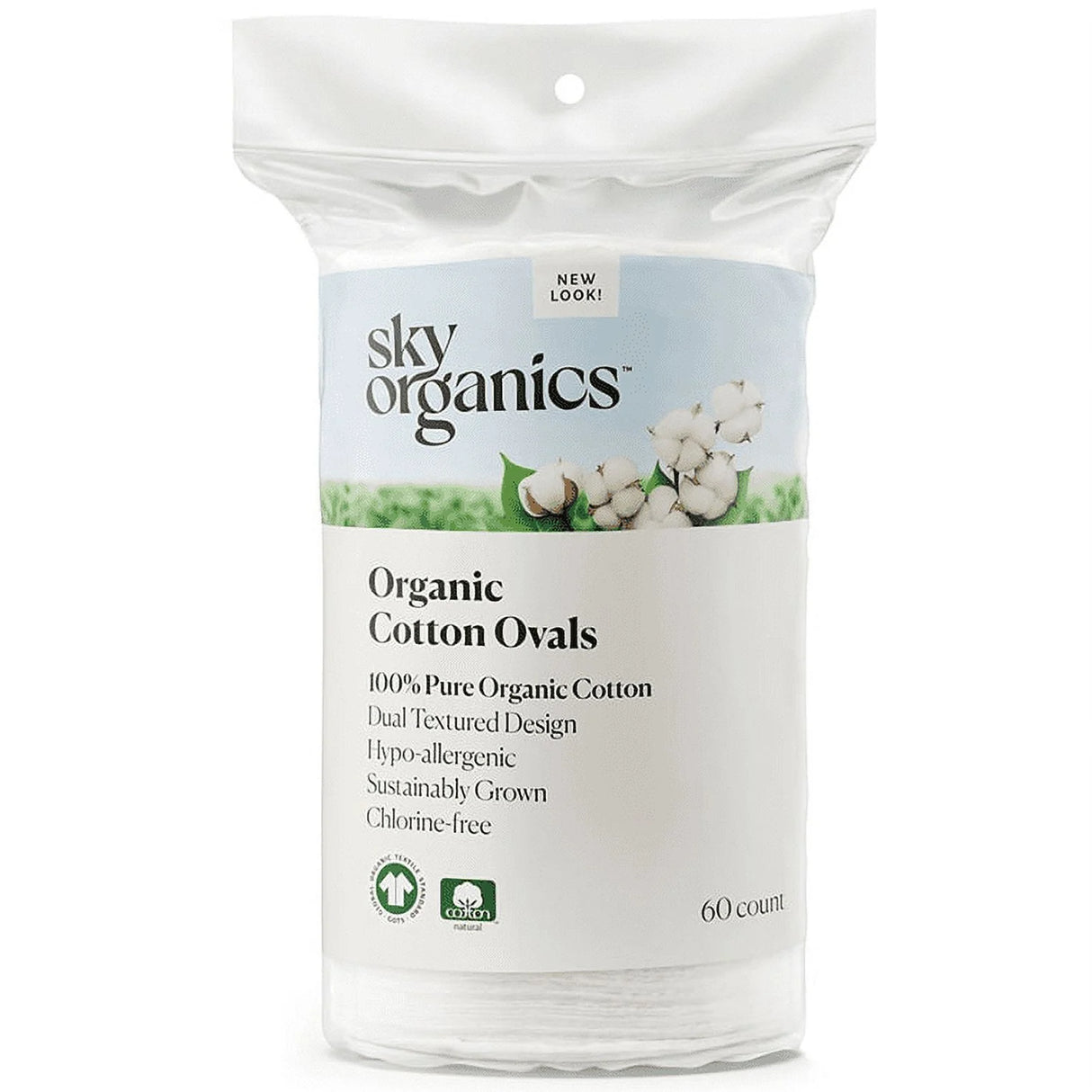 Sky Organics - Organic Cotton Ovals, 60 Count (Pack of 1) - Makeup Removal