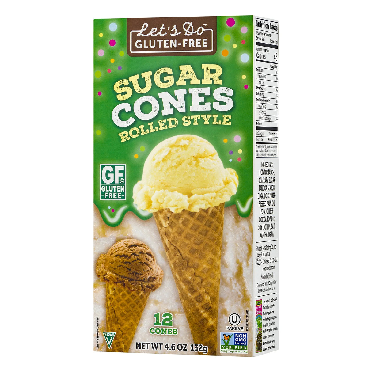Let's Do Gluten Free Sugar Ice Cream Cones, Case of 12, 4.6 Oz Each