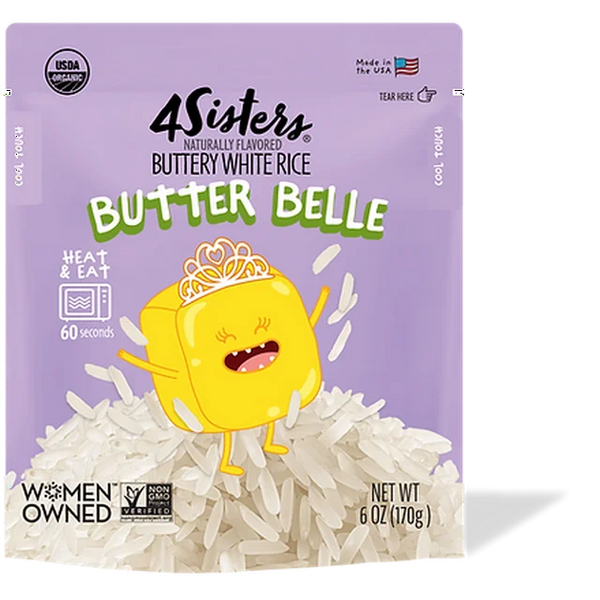 4 Sisters - Organic White Buttery Rice, 6 oz (Pack of 12) - Gluten-Free Case