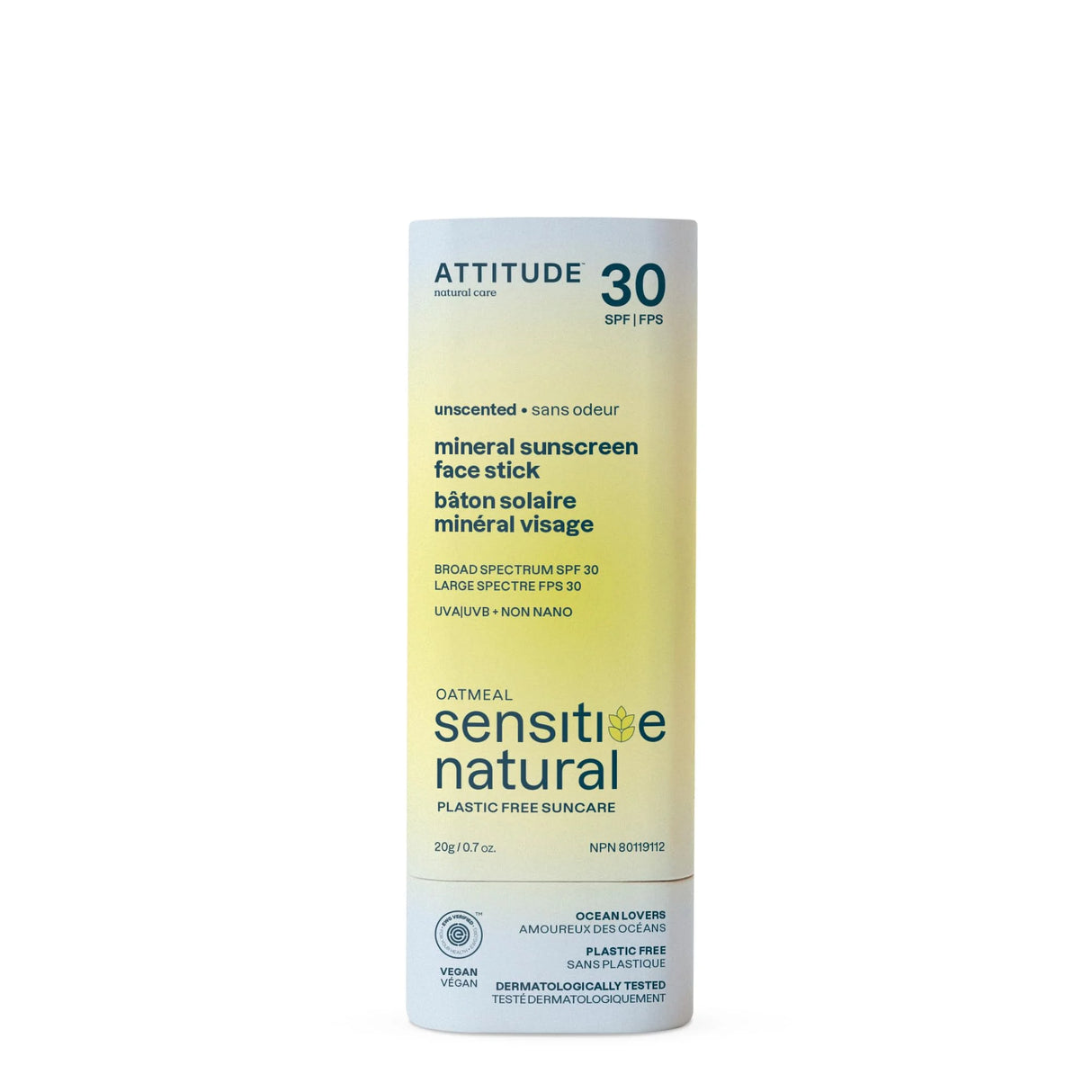 Attitude - Unscented Face Sunscreen, 0.7 oz - Gentle Sun Protection