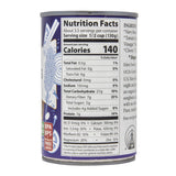 Nutrition facts label on a can with a white background