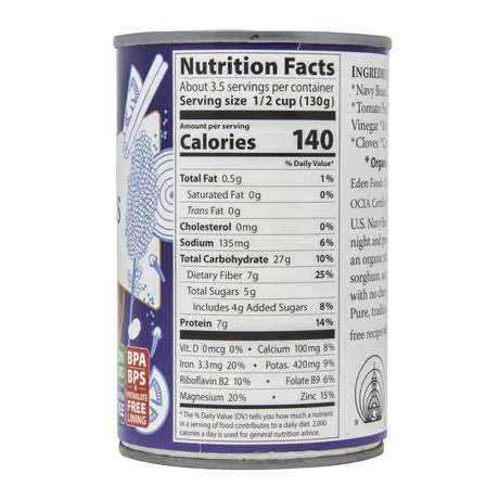 Nutrition facts label on a can with a white background