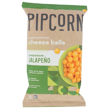 Pipcorn Cheese Balls Jalapeno Cheddar, 4.5 Oz - Pack of 12 - Cozy Farm 