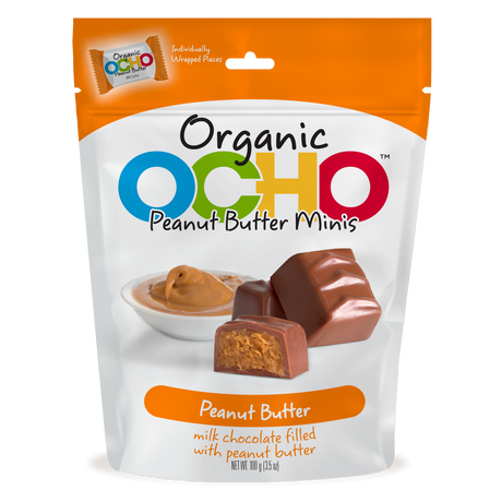 Ocho Candy Peanut Butter Mini Pouch, 3.5 Oz - Case of 12 - Cozy Farm 